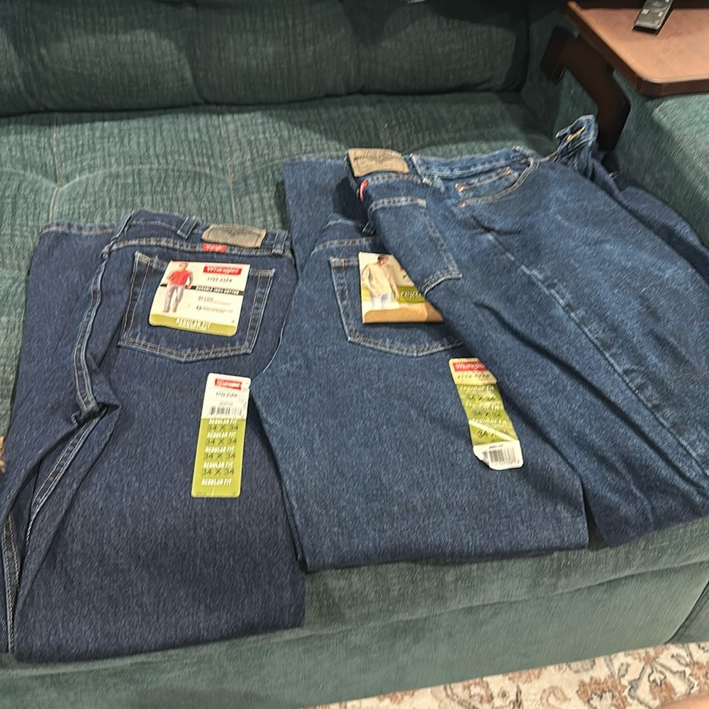 THREE pair of Wrangler 34x34 Jeans